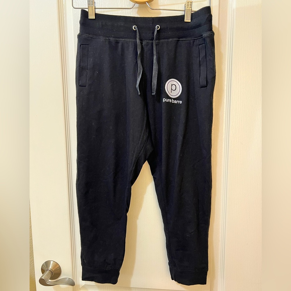 Pure Barre Women’s Black Capri Length Drawstring Joggers Made in USA Small
